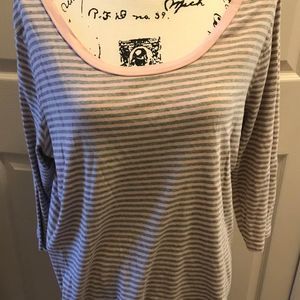 St. John’s Bay Women’s Plus Size 1x Pink Gray Striped Top